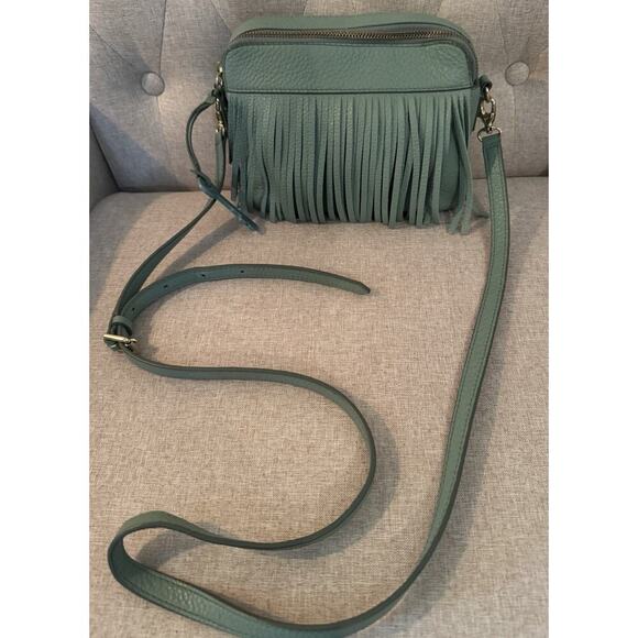 Fossil Sydney Fringe Blue Leather Small Crossbody Bag - Picture 1 of 14